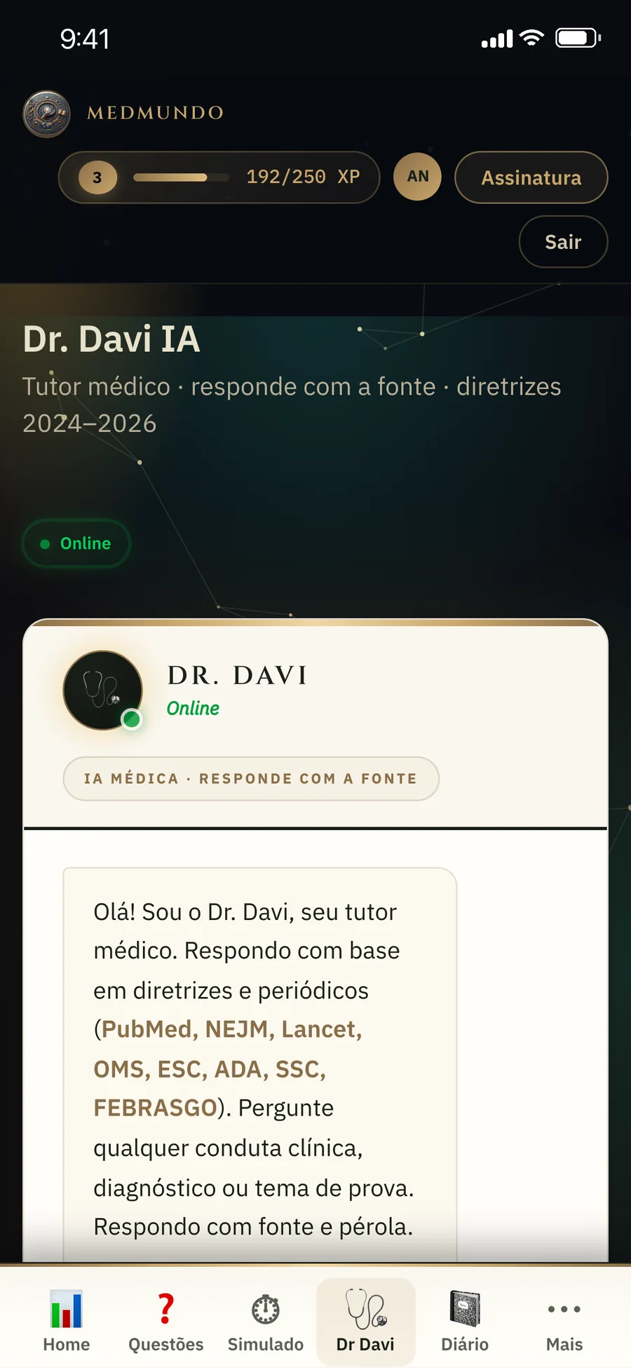 Conversa com o Dr. Davi no app MedMundo