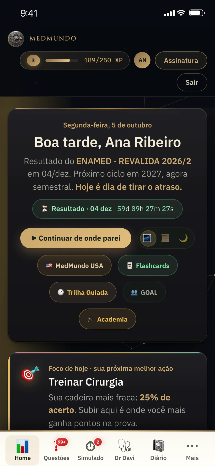 Tela inicial real do app MedMundo